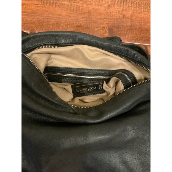 Jimmy Choo Black Quilted Leather Hobo Bag w/ Biker Chain $1475 - Picture 8 of 9